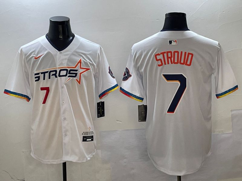 Men Houston Astros #7 Stroud White Fourth generation Joint Name Nike 2025 MLB Jersey style 6->houston astros->MLB Jersey